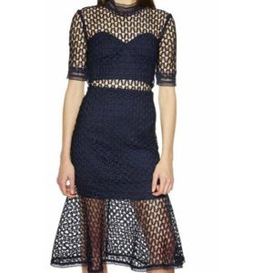 Bardot Women's Fiona Short Sleeve Mesh Dress In Patriot Blue Large